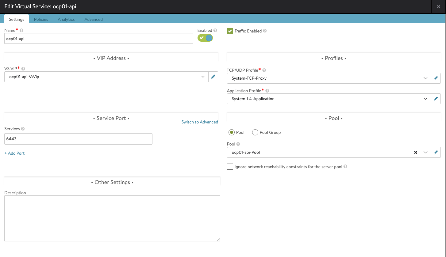 Avi L4 Virtual Service